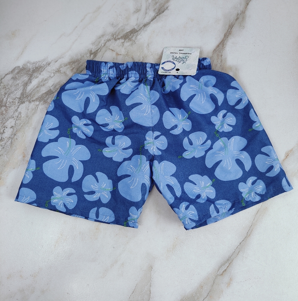 NWT Hello Summer Toddler Boys Hawaiian Tropical Print Swim Trunks Shorts, 24M